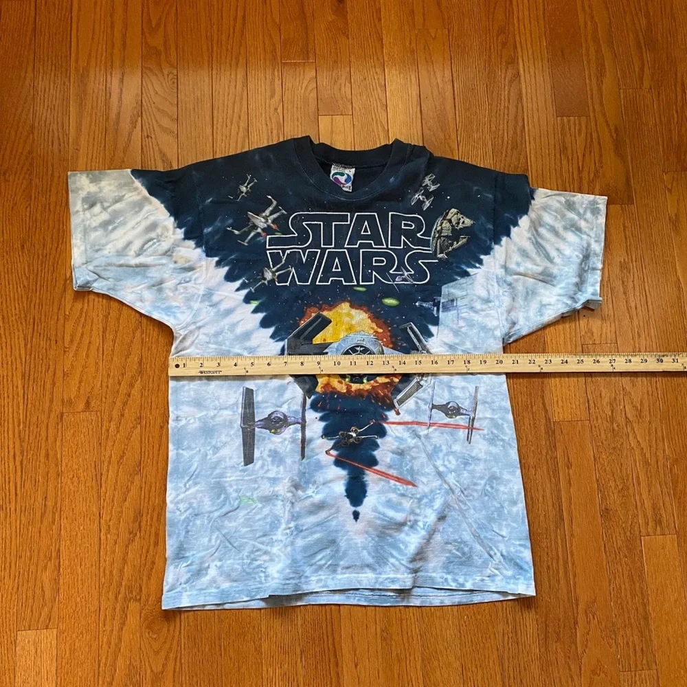 Vintage Liquid Blue Star Wars T Shirt Darth Vader X Wing Tie Starfighter - Picture 3 of 7